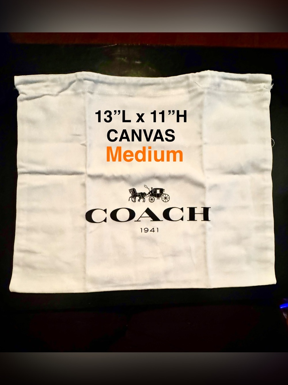NEW MEDIUM-3 CANVAS COACH AUTHENTIC DUST BAG NWOTs